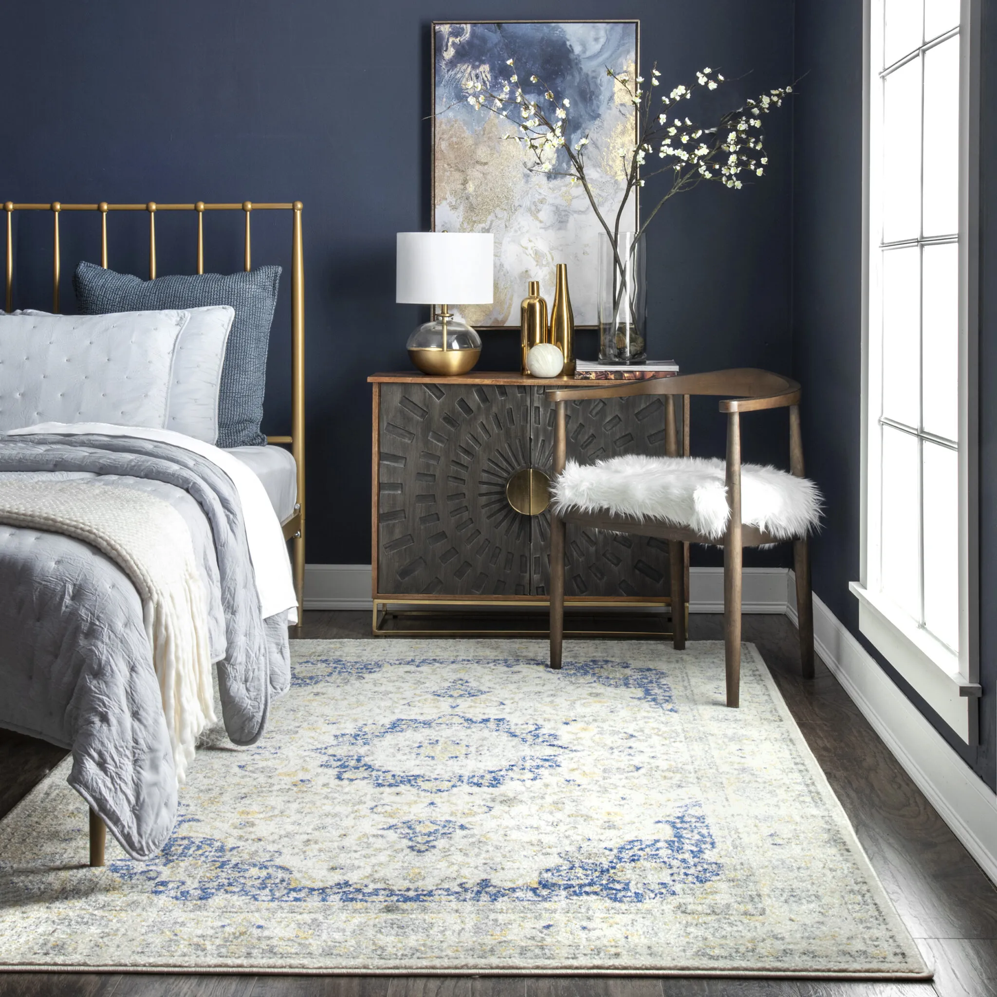 Navy Blue and Gold Bedroom Decor Inspiration Pursuit Decor